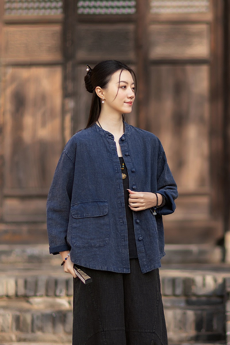 Tao One Tech™ • Heaven &amp; Earth Flow Jacket • Tech Pockets • Ramie Cotton • Natural Fibre