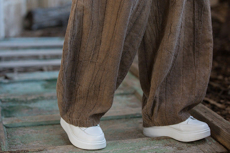 The Dao 道 of Zen Art Flow Pants • Straight Leg Pants • Tie Dye Folds • Linen Ramie Sunscreen Layer • Thick, Breathable, Durable