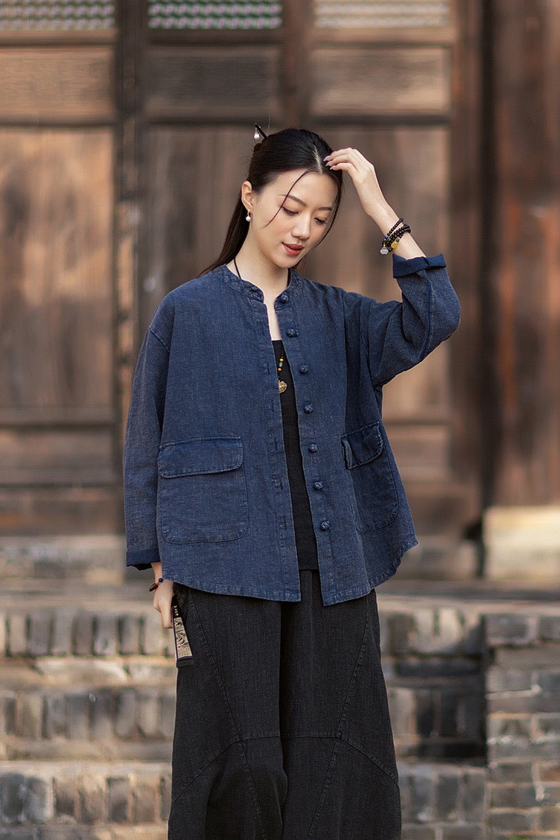 Tao One Tech™ • Heaven &amp; Earth Flow Jacket • Tech Pockets • Ramie Cotton • Natural Fibre