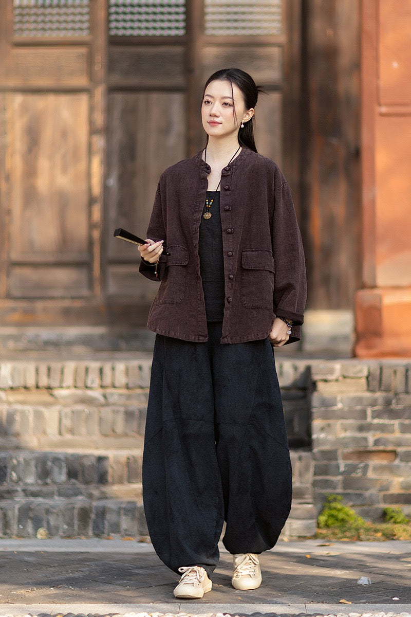 Tao One Tech™ • Heaven &amp; Earth Flow Jacket • Tech Pockets • Ramie Cotton • Natural Fibre
