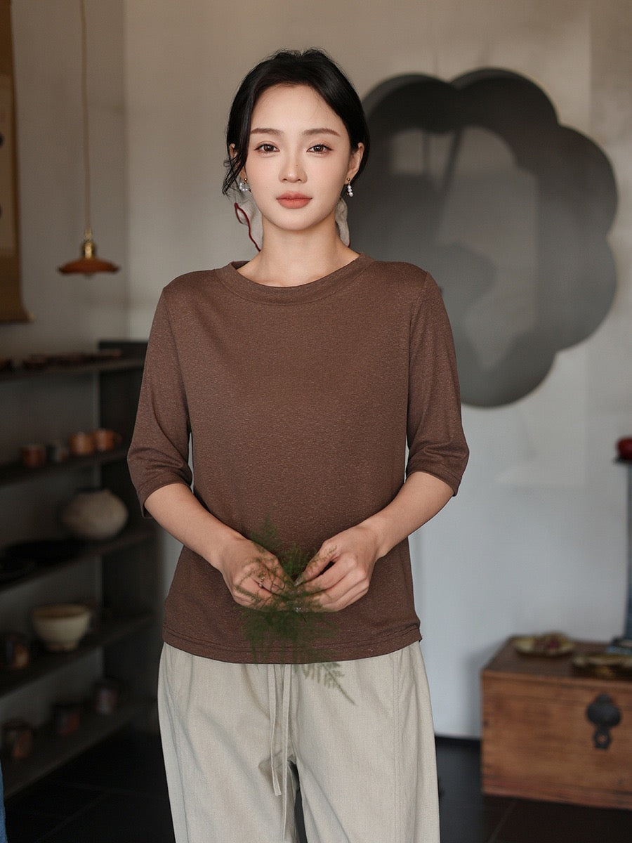 Tao One Tech™ • Summer Breeze Flow Tee • Tencel Cotton Linen T-Shirt