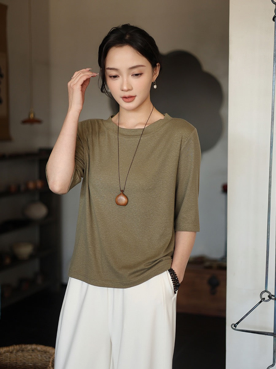 Tao One Tech™ • Summer Breeze Flow Tee • Tencel Cotton Linen T-Shirt