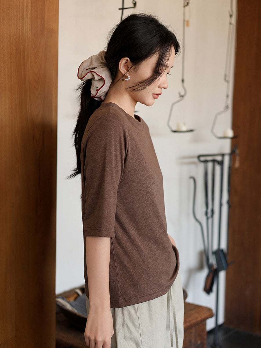 Tao One Tech™ • Summer Breeze Flow Tee • Tencel Cotton Linen T-Shirt