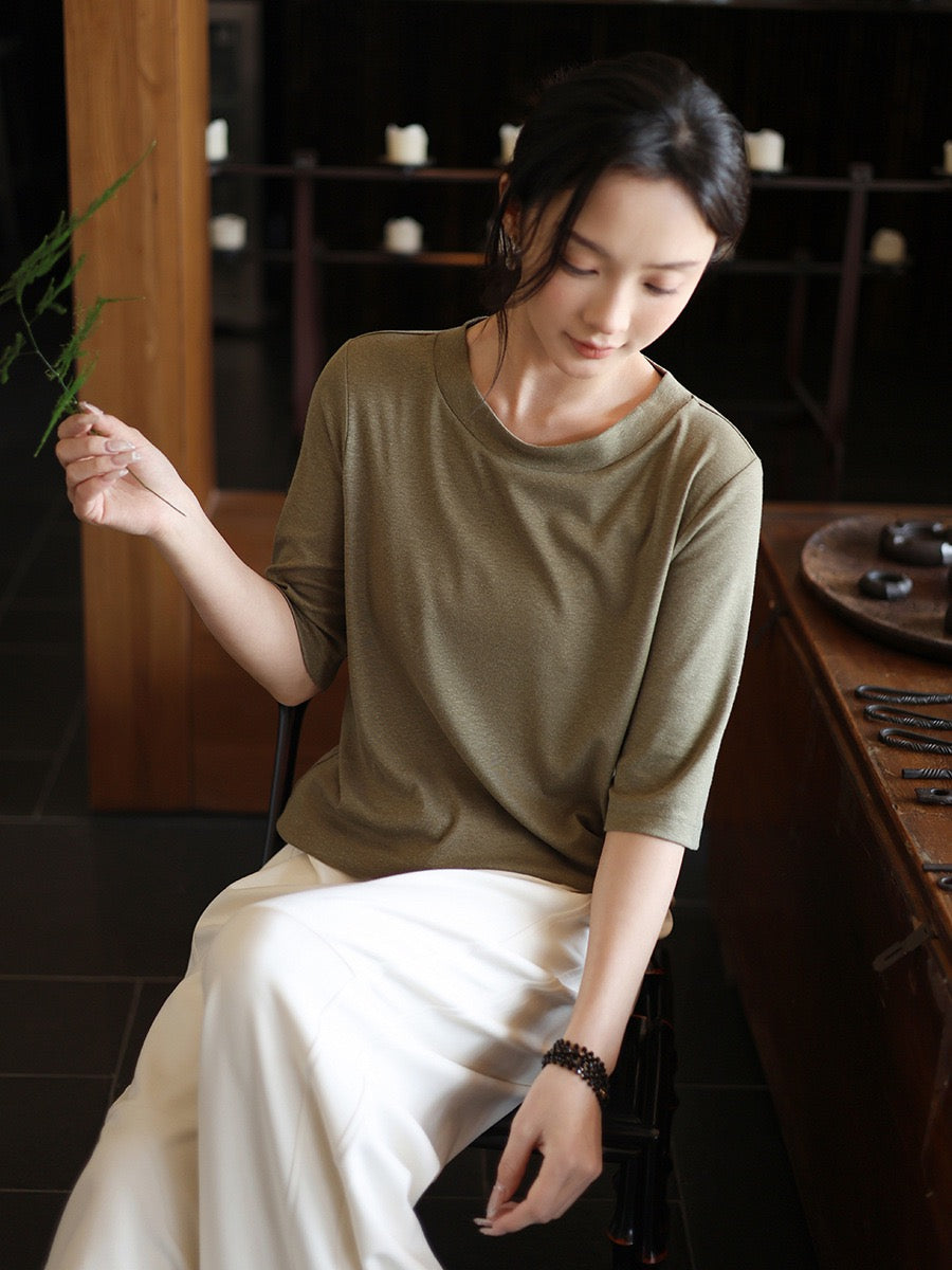 Tao One Tech™ • Summer Breeze Flow Tee • Tencel Cotton Linen T-Shirt