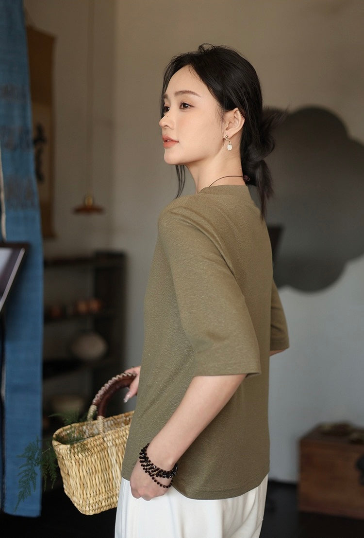Tao One Tech™ • Summer Breeze Flow Tee • Tencel Cotton Linen T-Shirt