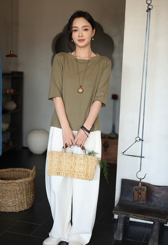 Tao One Tech™ • Summer Breeze Flow Tee • Tencel Cotton Linen T-Shirt