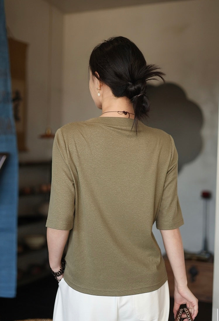 Tao One Tech™ • Summer Breeze Flow Tee • Tencel Cotton Linen T-Shirt