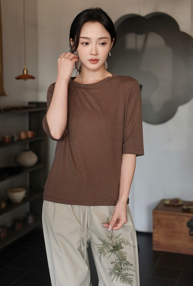 Tao One Tech™ • Summer Breeze Flow Tee • Tencel Cotton Linen T-Shirt
