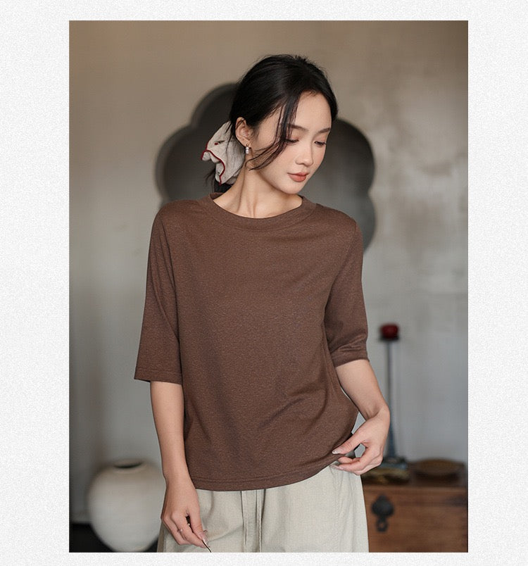 Tao One Tech™ • Summer Breeze Flow Tee • Tencel Cotton Linen T-Shirt