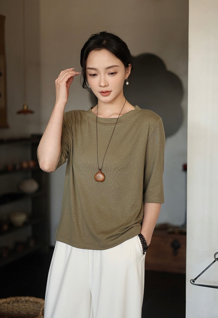 Tao One Tech™ • Summer Breeze Flow Tee • Tencel Cotton Linen T-Shirt