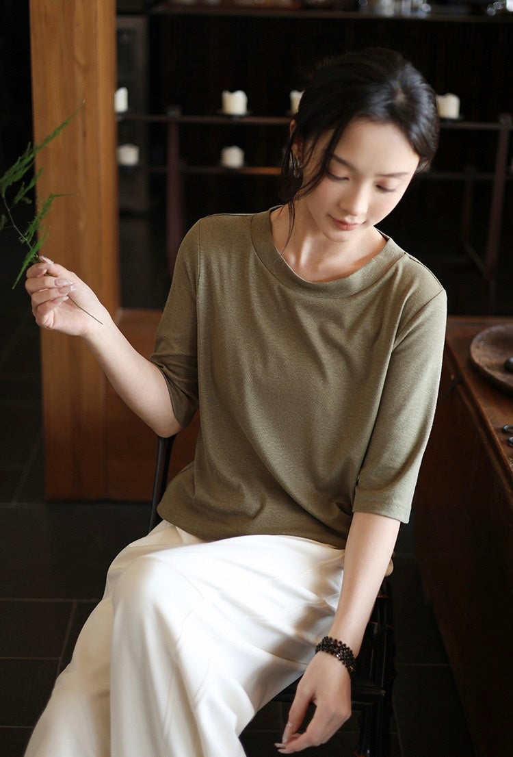 Tao One Tech™ • Summer Breeze Flow Tee • Tencel Cotton Linen T-Shirt
