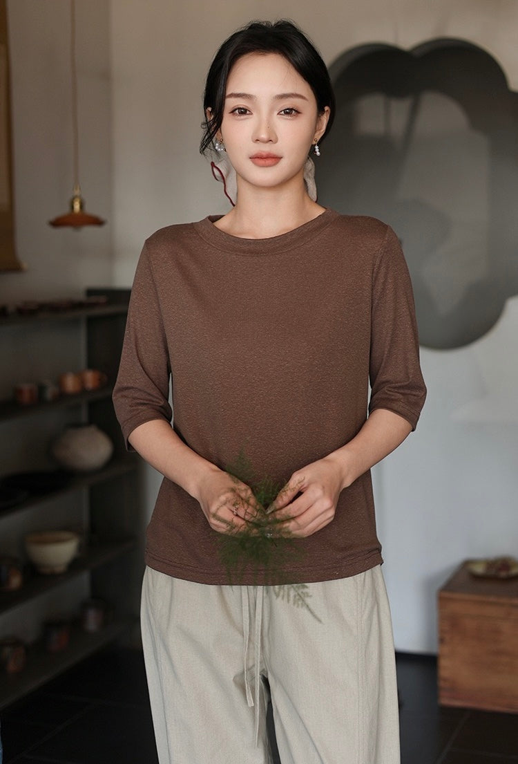 Tao One Tech™ • Summer Breeze Flow Tee • Tencel Cotton Linen T-Shirt