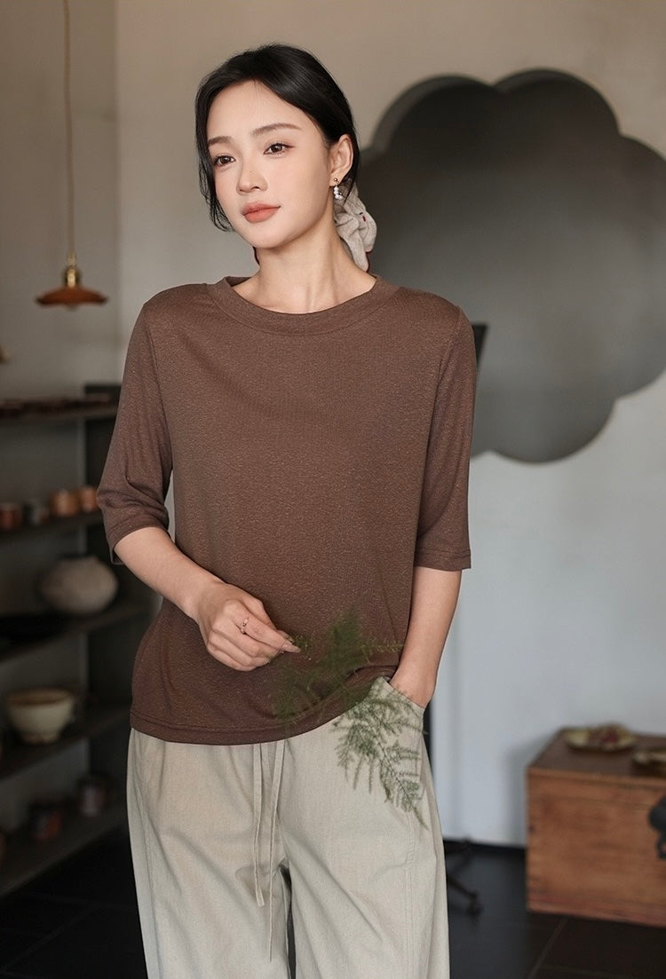 Tao One Tech™ • Summer Breeze Flow Tee • Tencel Cotton Linen T-Shirt
