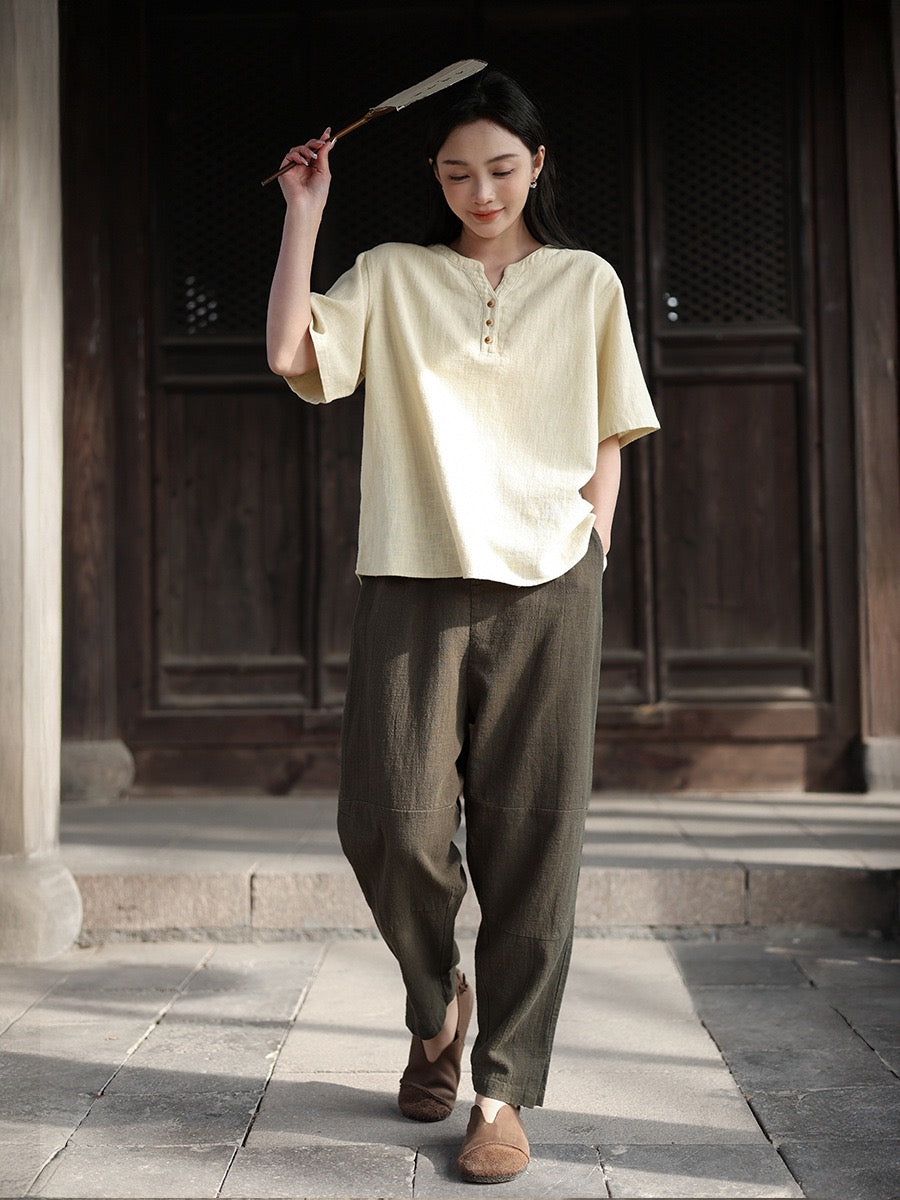 Tao One Tech™ • Business Flow Carrot Pants • Tech Pockets • Ramie Cotton