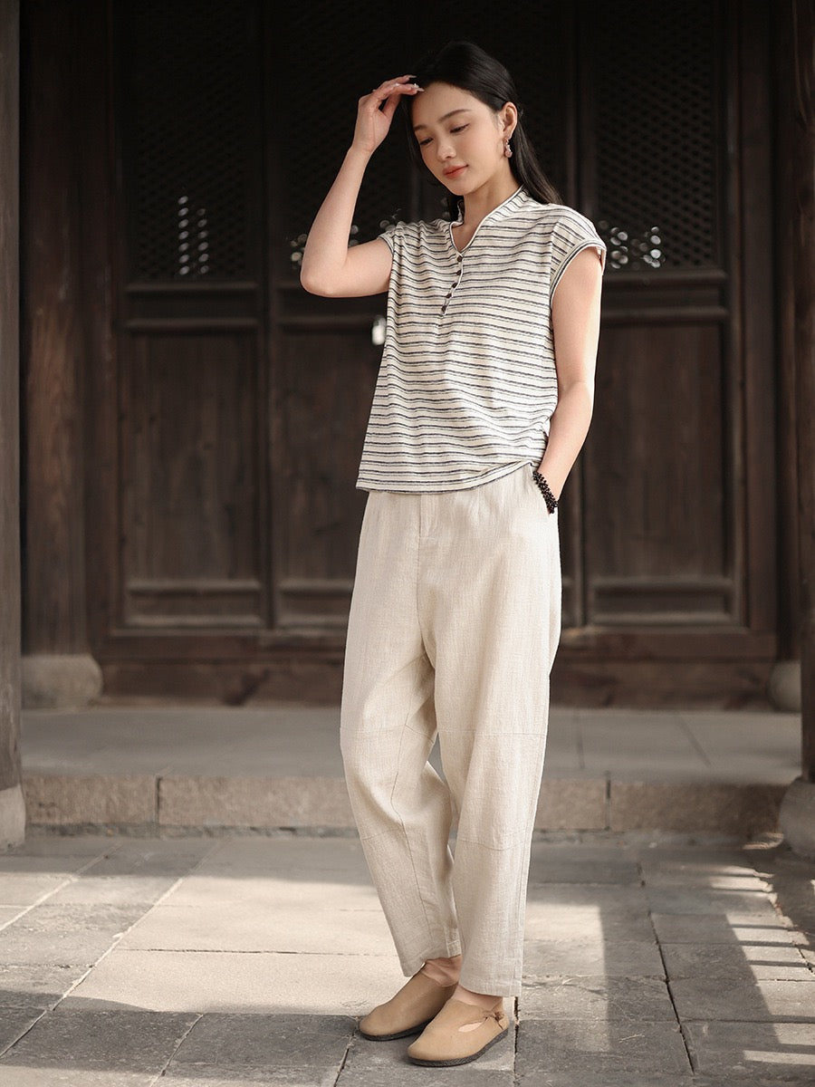 Tao One Tech™ • Business Flow Carrot Pants • Tech Pockets • Ramie Cotton