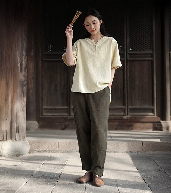Tao One Tech™ • Business Flow Carrot Pants • Tech Pockets • Ramie Cotton