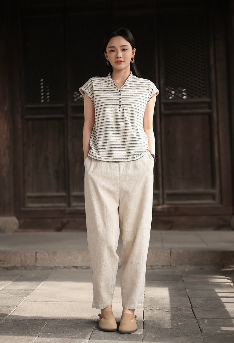 Tao One Tech™ • Business Flow Carrot Pants • Tech Pockets • Ramie Cotton