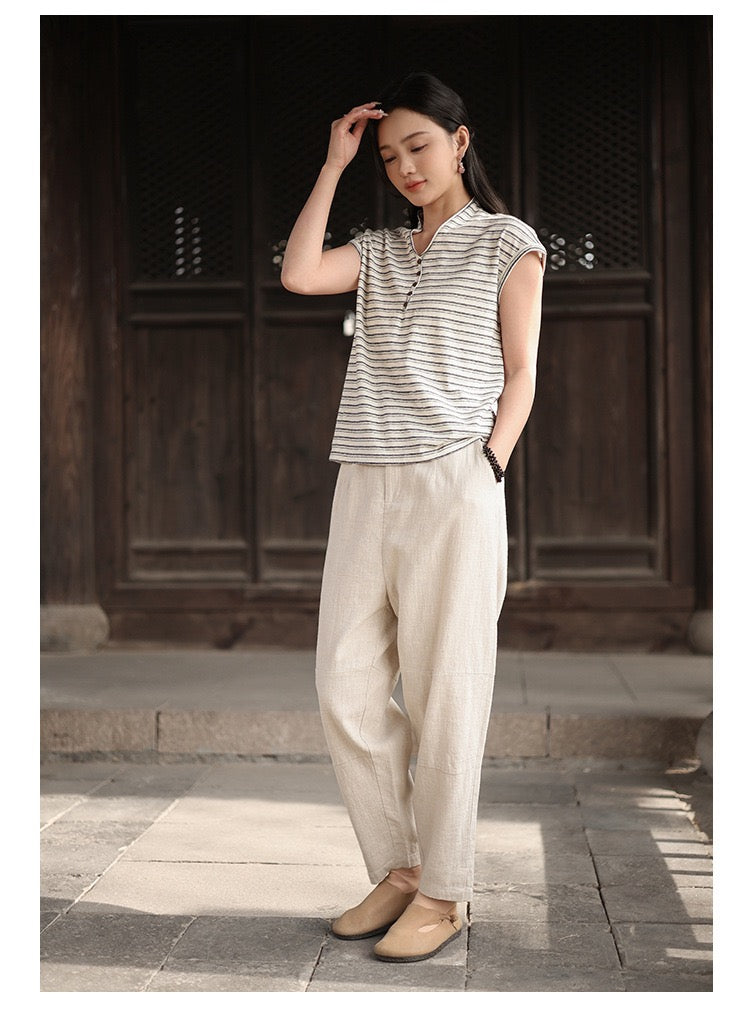 Tao One Tech™ • Business Flow Carrot Pants • Tech Pockets • Ramie Cotton