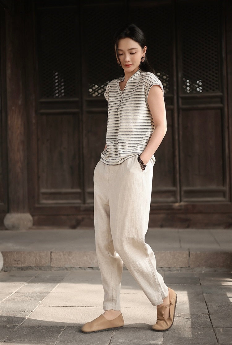 Tao One Tech™ • Business Flow Carrot Pants • Tech Pockets • Ramie Cotton