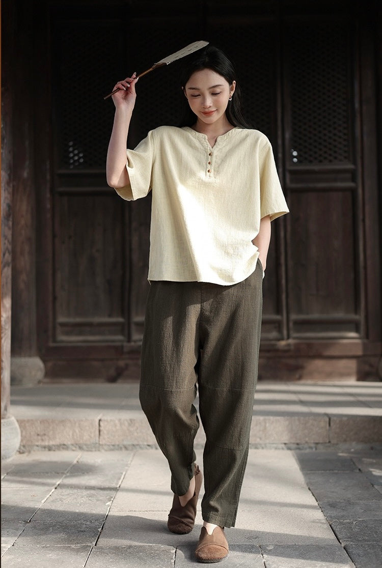 Tao One Tech™ • Business Flow Carrot Pants • Tech Pockets • Ramie Cotton