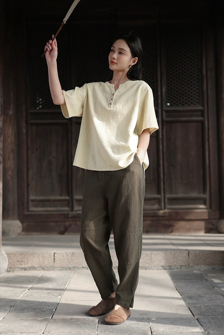 Tao One Tech™ • Business Flow Carrot Pants • Tech Pockets • Ramie Cotton
