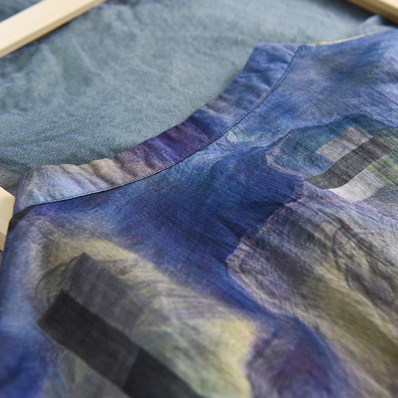 The Dao 道 of Zen Cosmic Flow Top • Linen Ramie Sunscreen Layer • Flowy Qi, Breathable, Durable