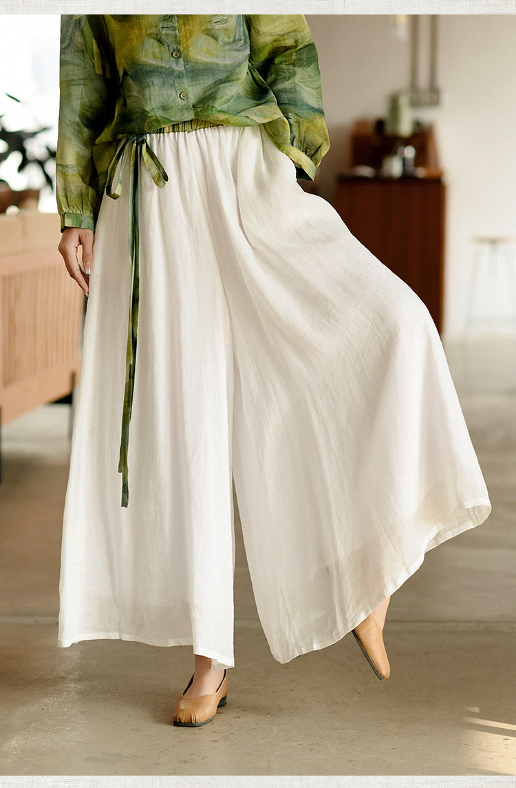 The Dao 道 of Zen Cosmic Flow Skirt Pants • Linen Ramie Sunscreen Layer • Flowy Qi, Breathable, Durable