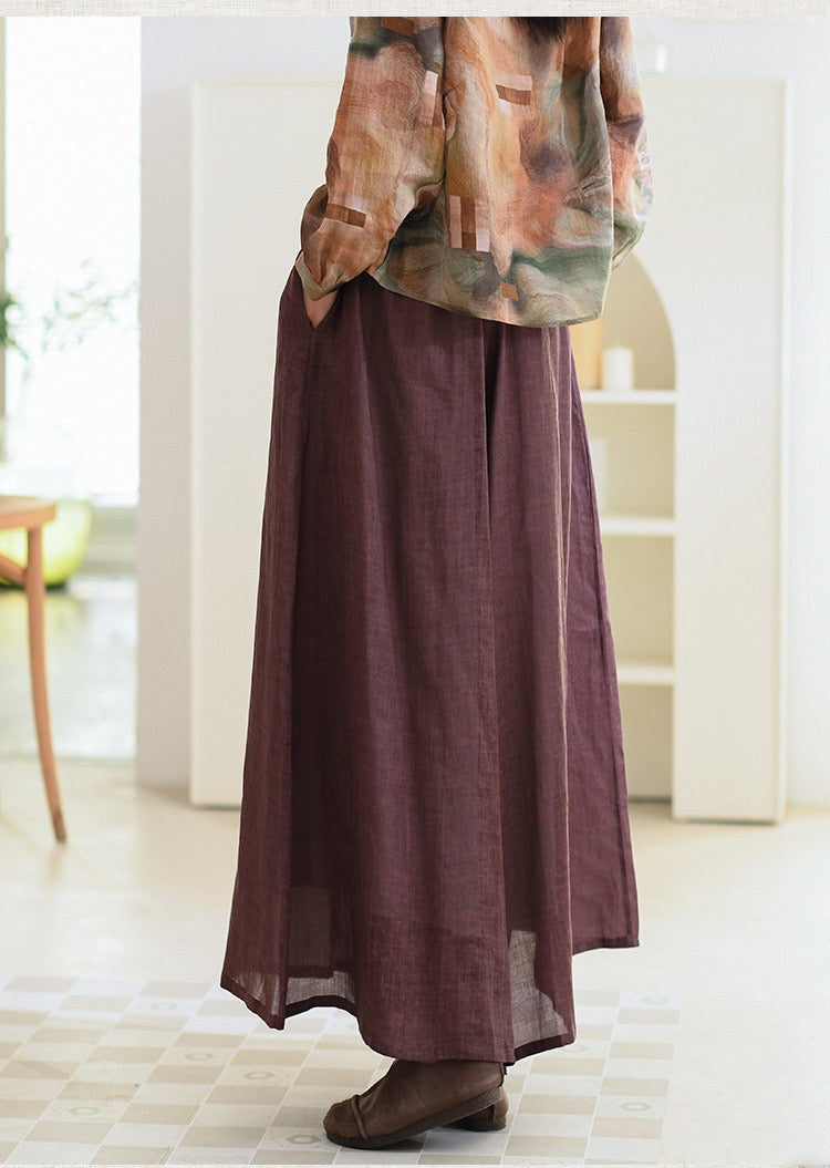 The Dao 道 of Zen Cosmic Flow Skirt Pants • Linen Ramie Sunscreen Layer • Flowy Qi, Breathable, Durable