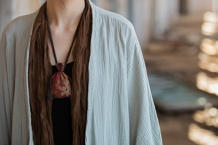 Tao One Tech™ • Zen Flow Kimono Cardigan • Double-Layer Sand-Washed Cotton • Butterfly Sleeve • Zen Outerwear