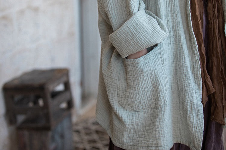 Tao One Tech™ • Zen Flow Kimono Cardigan • Double-Layer Sand-Washed Cotton • Butterfly Sleeve • Zen Outerwear