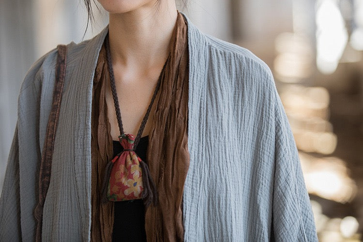 Tao One Tech™ • Zen Flow Kimono Cardigan • Double-Layer Sand-Washed Cotton • Butterfly Sleeve • Zen Outerwear