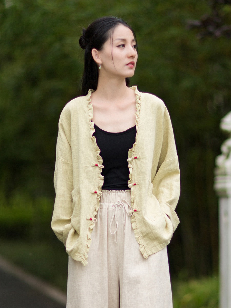 Tao One Tech™ • Zen Beautification Qigong Kimono • Cardigan Jacket • Butterfly Wing Sleeves • Ramie Cotton