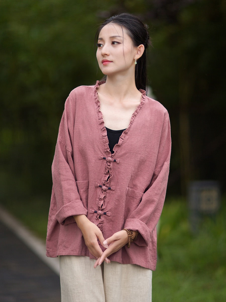 Tao One Tech™ • Zen Beautification Qigong Kimono • Cardigan Jacket • Butterfly Wing Sleeves • Ramie Cotton