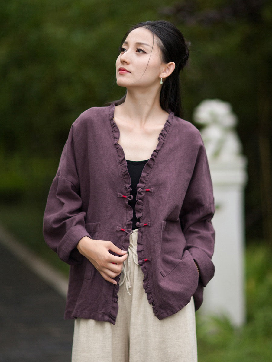 Tao One Tech™ • Zen Beautification Qigong Kimono • Cardigan Jacket • Butterfly Wing Sleeves • Ramie Cotton