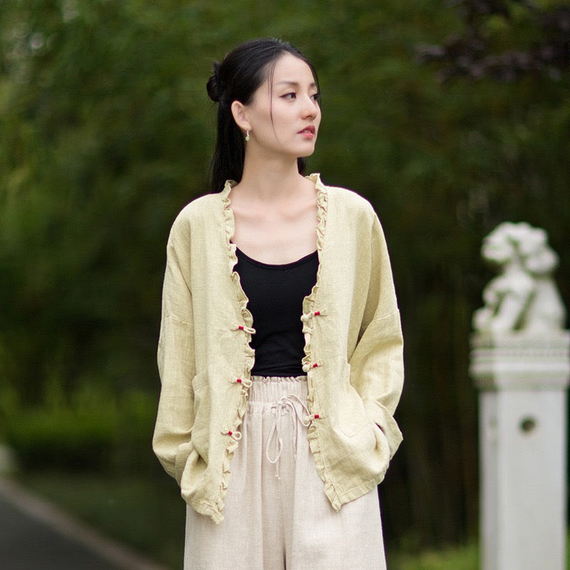 Tao One Tech™ • Zen Beautification Qigong Kimono • Cardigan Jacket • Butterfly Wing Sleeves • Ramie Cotton
