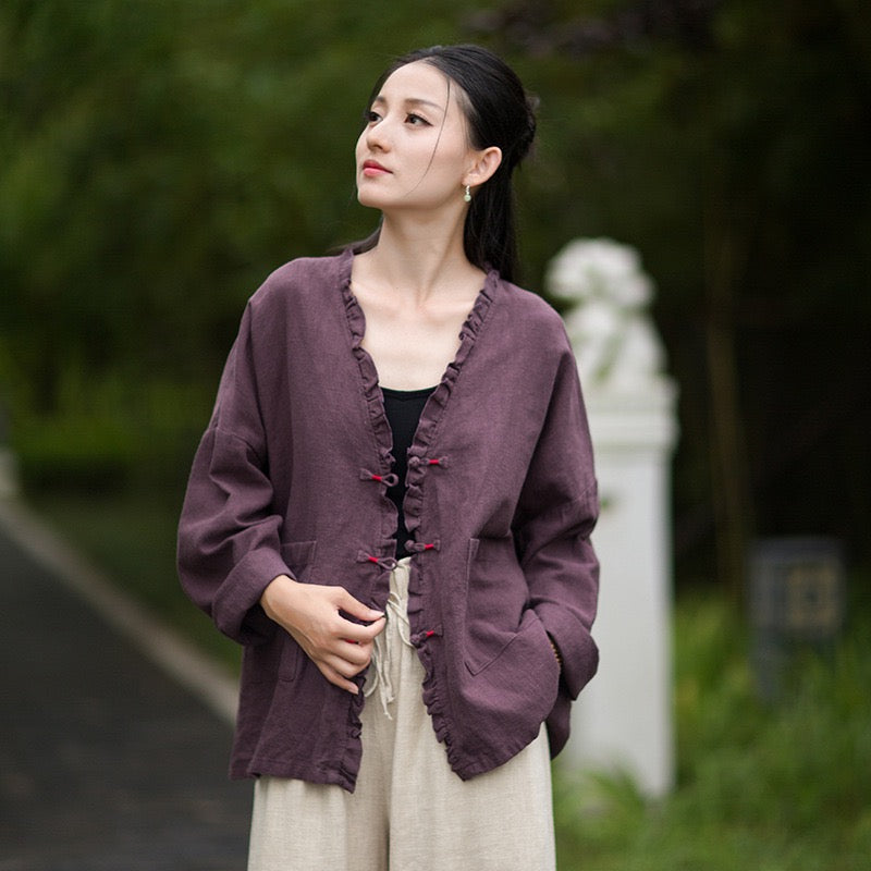Tao One Tech™ • Zen Beautification Qigong Kimono • Cardigan Jacket • Butterfly Wing Sleeves • Ramie Cotton