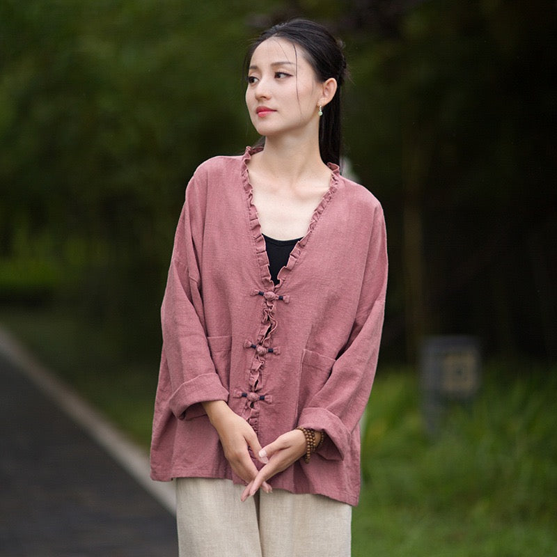 Tao One Tech™ • Zen Beautification Qigong Kimono • Cardigan Jacket • Butterfly Wing Sleeves • Ramie Cotton