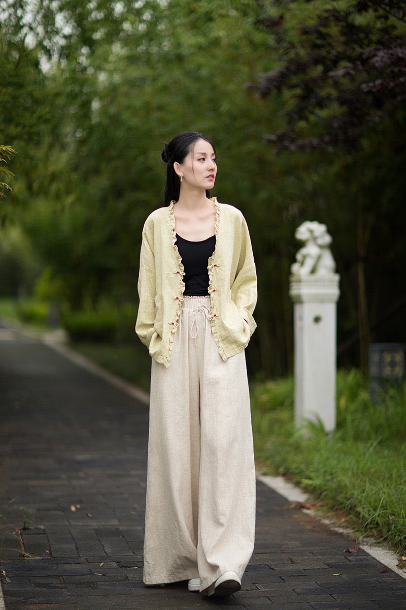 Tao One Tech™ • Zen Beautification Qigong Kimono • Cardigan Jacket • Butterfly Wing Sleeves • Ramie Cotton