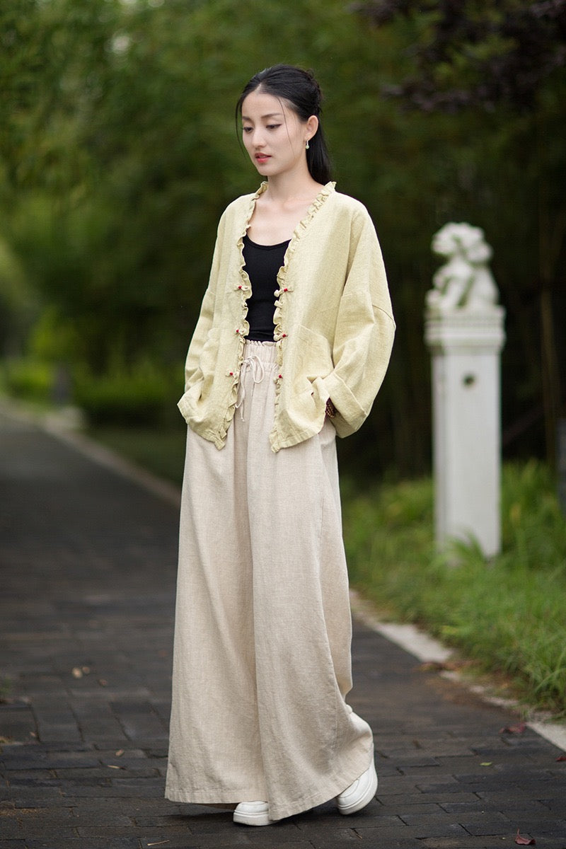 Tao One Tech™ • Zen Beautification Qigong Kimono • Cardigan Jacket • Butterfly Wing Sleeves • Ramie Cotton