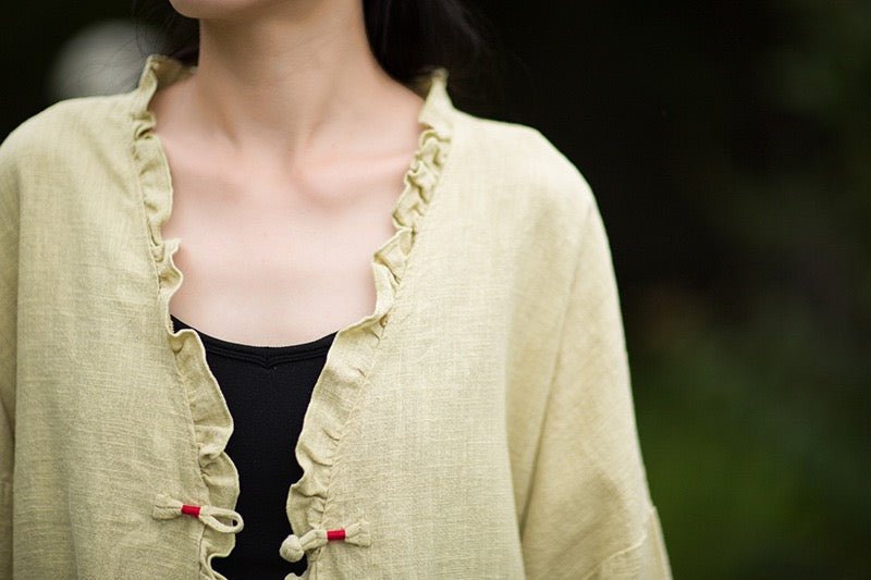 Tao One Tech™ • Zen Beautification Qigong Kimono • Cardigan Jacket • Butterfly Wing Sleeves • Ramie Cotton