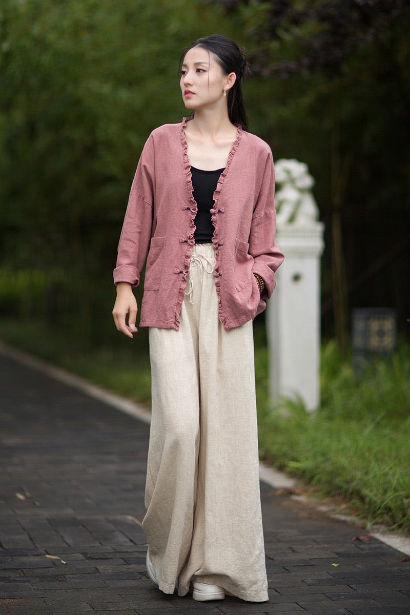 Tao One Tech™ • Zen Beautification Qigong Kimono • Cardigan Jacket • Butterfly Wing Sleeves • Ramie Cotton