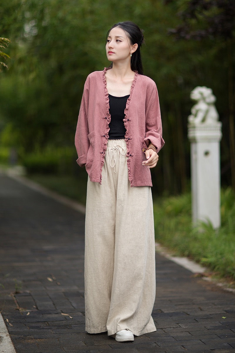 Tao One Tech™ • Zen Beautification Qigong Kimono • Cardigan Jacket • Butterfly Wing Sleeves • Ramie Cotton