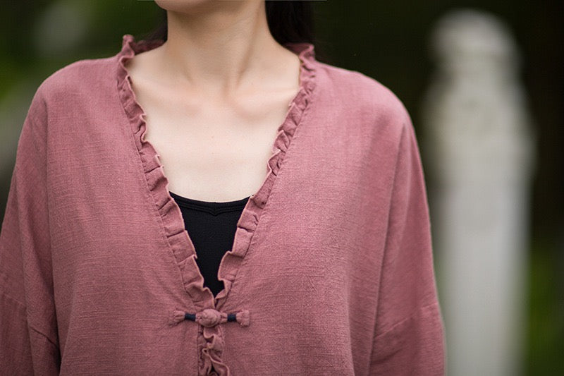 Tao One Tech™ • Zen Beautification Qigong Kimono • Cardigan Jacket • Butterfly Wing Sleeves • Ramie Cotton