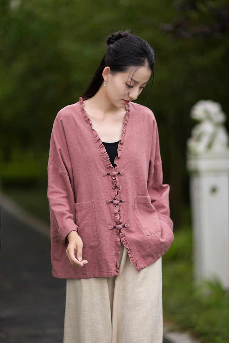 Tao One Tech™ • Zen Beautification Qigong Kimono • Cardigan Jacket • Butterfly Wing Sleeves • Ramie Cotton
