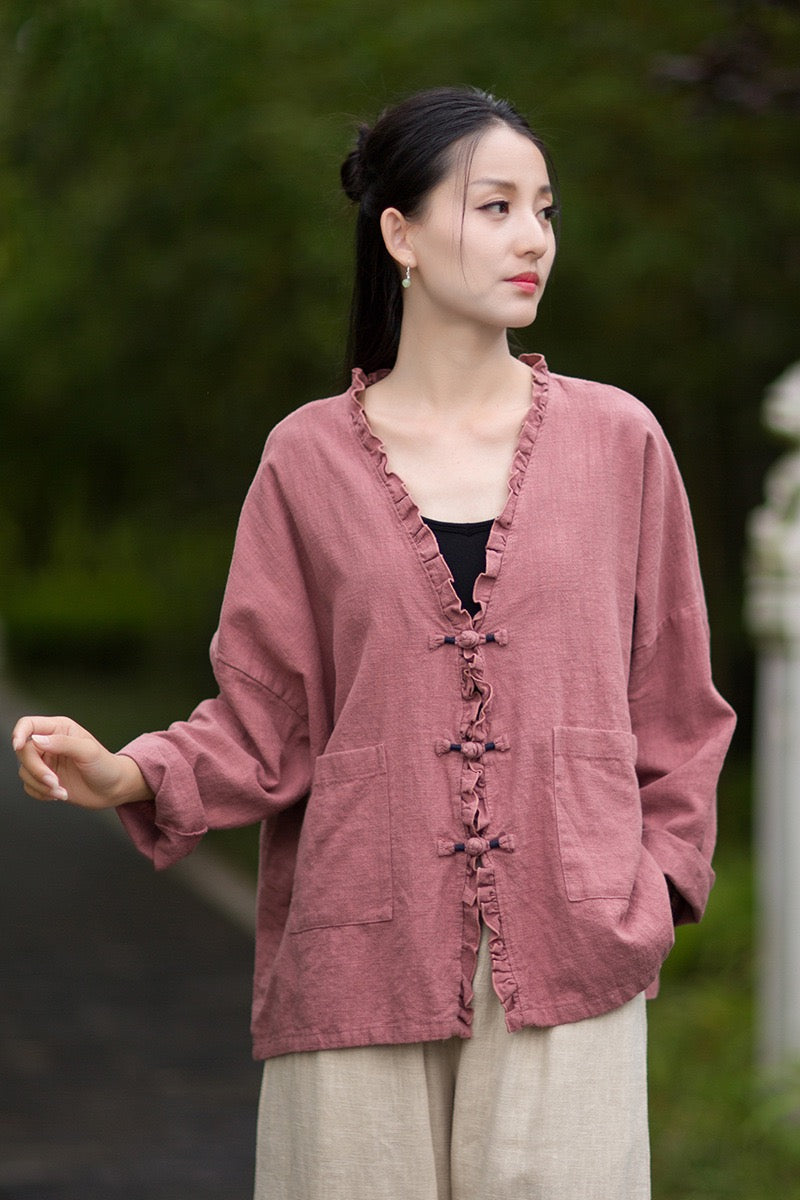 Tao One Tech™ • Zen Beautification Qigong Kimono • Cardigan Jacket • Butterfly Wing Sleeves • Ramie Cotton
