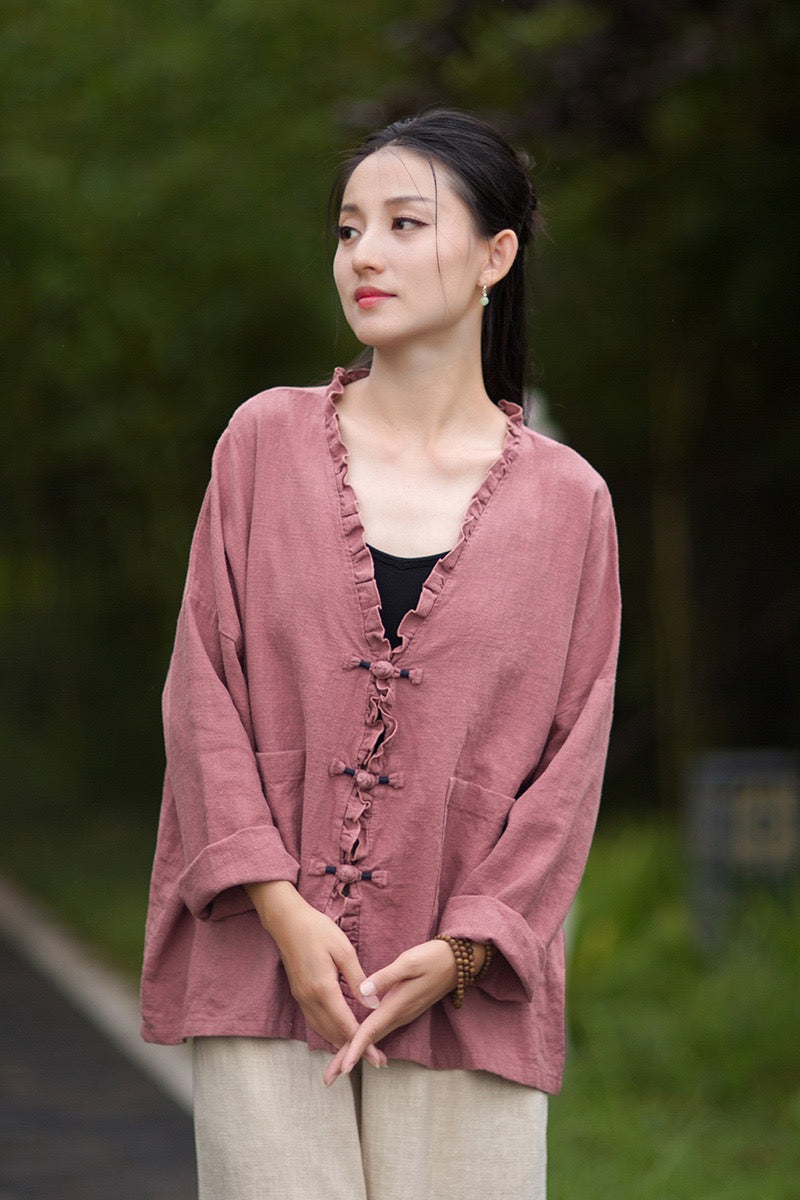 Tao One Tech™ • Zen Beautification Qigong Kimono • Cardigan Jacket • Butterfly Wing Sleeves • Ramie Cotton