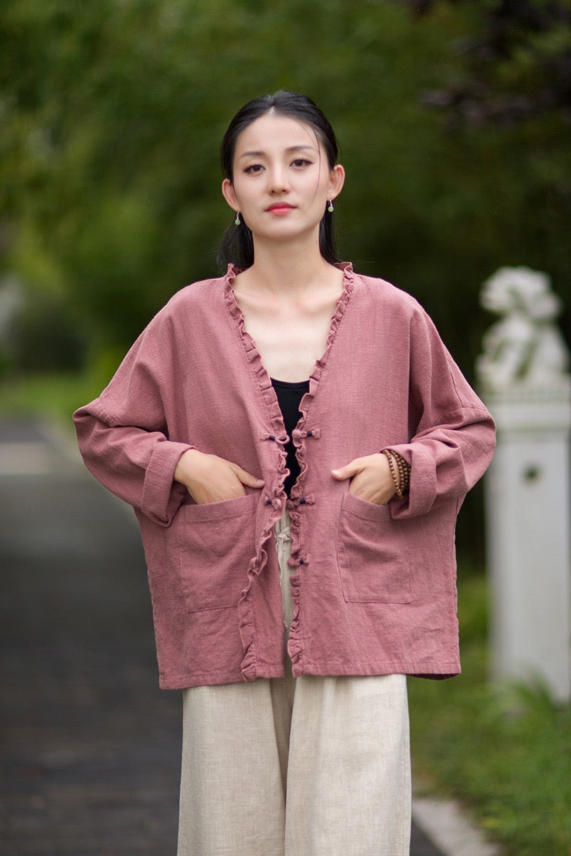Tao One Tech™ • Zen Beautification Qigong Kimono • Cardigan Jacket • Butterfly Wing Sleeves • Ramie Cotton