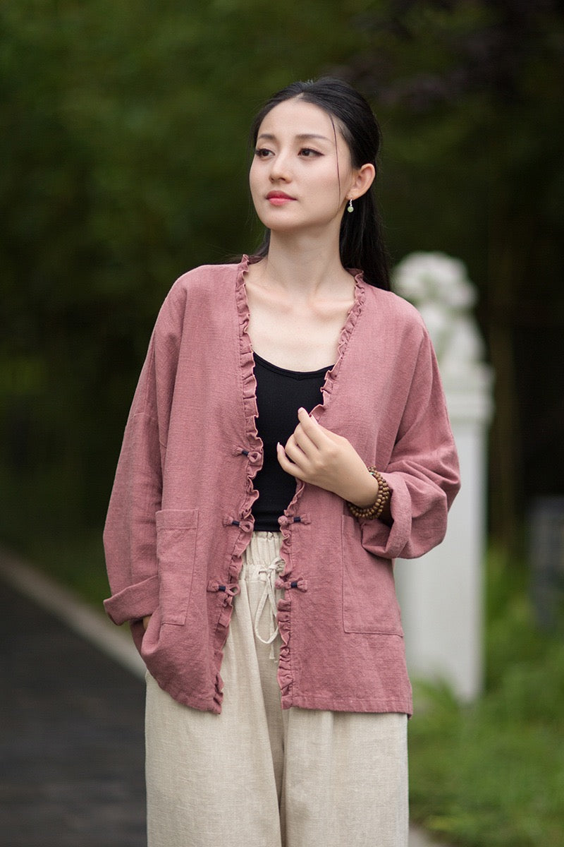 Tao One Tech™ • Zen Beautification Qigong Kimono • Cardigan Jacket • Butterfly Wing Sleeves • Ramie Cotton