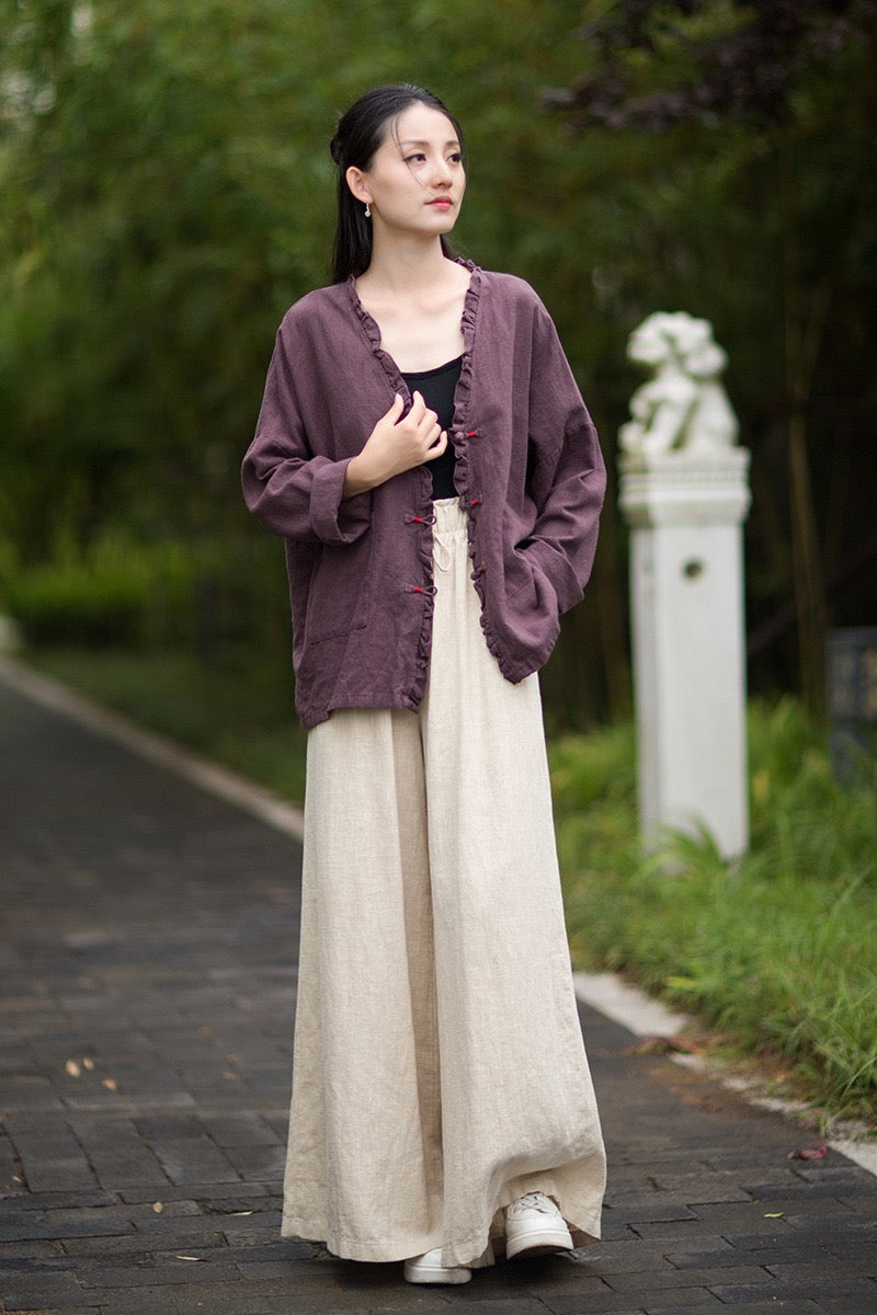 Tao One Tech™ • Zen Beautification Qigong Kimono • Cardigan Jacket • Butterfly Wing Sleeves • Ramie Cotton