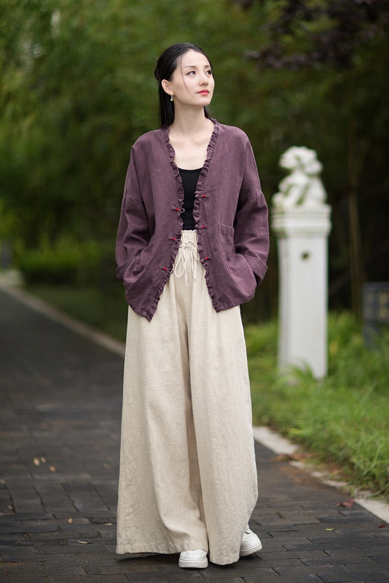 Tao One Tech™ • Zen Beautification Qigong Kimono • Cardigan Jacket • Butterfly Wing Sleeves • Ramie Cotton